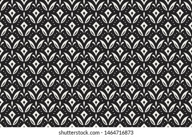Seamless Arabesque Floral Pattern. Art Deco Style Background. Vector Abstract Flower Texture.