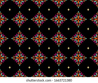 Seamless Arabesque Floral Pattern. Art Deco Style Background. Vector Abstract Flower Texture.