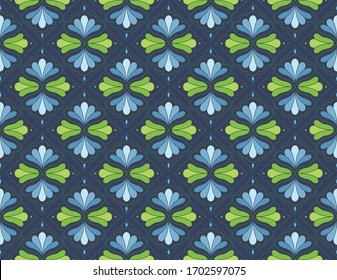 Seamless Arabesque Floral Pattern. Art Deco Style Background. Vector Abstract Flower Texture.