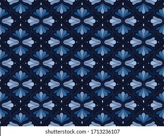 Patrón floral árabe sin inconvenientes. Fondo Art Déco. Textura de Flor Abstracta Vector.