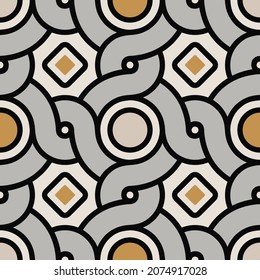 Seamless arabesque pattern.  Vintage decorative tile. Hand drawn pattern in turkish style. Islam, Arabic, Moroccan, ottoman motif. Vector illustration.