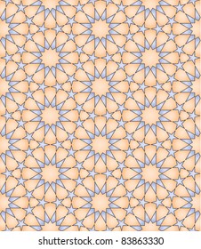 Seamless arabic background with flowers and stars