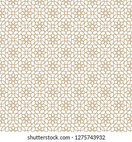 Seamless arabic geometric ornament based on traditional arabic art. Muslim mosaic. Turkish, Arabian tile on a white background.Average thickness lines.