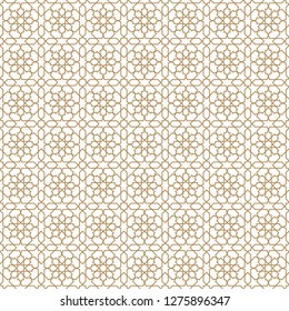 Seamless arabic geometric ornament based on traditional arabic art. Muslim mosaic. Turkish, Arabian tile on a white background.Average thickness lines.
