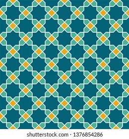 Seamless arabic geometric ornament based on traditional arabic art. Muslim mosaic. Turkish, Arabian tile. Girih style.