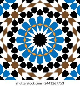 Adorno geométrico árabe sin costuras basado en el arte árabe tradicional. Mosaico musulmán. Azulejo turco, árabe. Al estilo de las chicas.