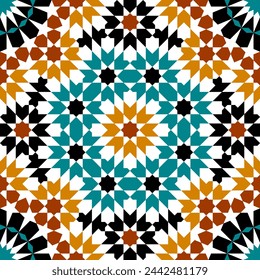 Seamless arabic geometric ornament based on traditional arabic art. Muslim mosaic. Turkish, Arabian tile. Girih style.