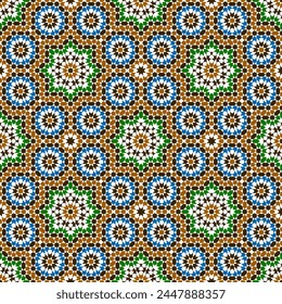 Nahtloses arabisches geometrisches Ornament basierend auf traditioneller arabischer Kunst. Moslemmosaik. Türkische, arabische Kachel. Girih-Stil.