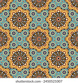Seamless arabic geometric ornament based on traditional arabic art. Muslim mosaic. Turkish, Arabian tile. Girih style.