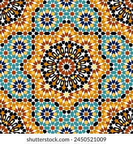 Seamless arabic geometric ornament based on traditional arabic art. Muslim mosaic. Turkish, Arabian tile. Girih style.