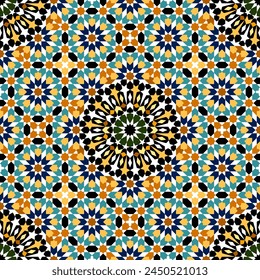 Seamless arabic geometric ornament based on traditional arabic art. Muslim mosaic. Turkish, Arabian tile. Girih style.