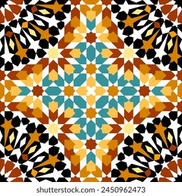 Seamless arabic geometric ornament based on traditional arabic art. Muslim mosaic. Turkish, Arabian tile. Girih style.