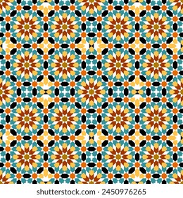 Seamless arabic geometric ornament based on traditional arabic art. Muslim mosaic. Turkish, Arabian tile. Girih style.
