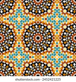 Seamless arabic geometric ornament based on traditional arabic art. Muslim mosaic. 