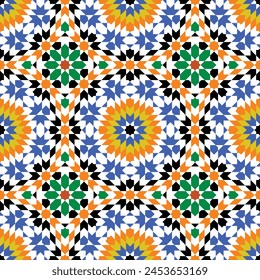 Seamless arabic geometric ornament based on traditional arabic art. Muslim mosaic. Turkish, Arabian tile. Girih style.