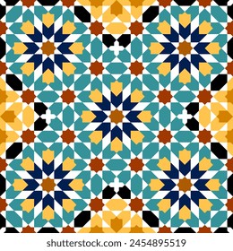 Seamless arabic geometric ornament based on traditional arabic art. Muslim mosaic. Turkish, Arabian tile. Girih style.