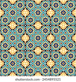 Seamless arabic geometric ornament based on traditional arabic art. Muslim mosaic. Turkish, Arabian tile. Girih style.