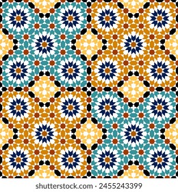 Seamless arabic geometric ornament based on traditional arabic art. Muslim mosaic. Turkish, Arabian tile. Girih style.