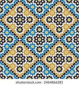 Adorno geométrico árabe sin costuras basado en el arte árabe tradicional. Mosaico musulmán. 