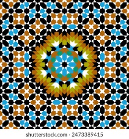 Adorno geométrico árabe sin costuras basado en el arte árabe tradicional. Azulejo árabe. 