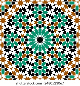 Adorno geométrico árabe sin costuras basado en el arte árabe tradicional. Azulejo árabe. 