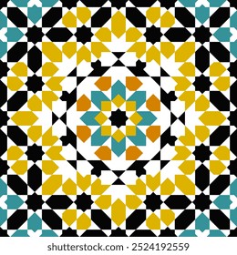 Nahtloses arabisches geometrisches Ornament basierend auf traditioneller arabischer Kunst. Arabische Einzelfliese. 