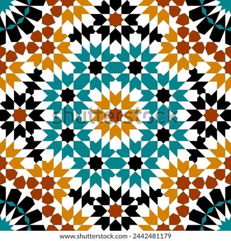 Seamless arabic geometric ornament based on traditional arabic art. Muslim mosaic. Turkish, Arabian tile. Girih style.