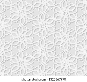 Seamless arabic geometric  pattern, 3D white pattern, indian ornament,  vector. Endless texture can be used for wallpaper, pattern fills, web page  background,  surface textures.