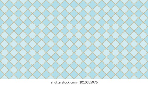 Seamless arabic geometric pattern. Can be use for royal party backdrop.(boy baby shower, birthday, father's day, wedding) Blue and golden vector background. Little prince style. Trendy pastel colors.