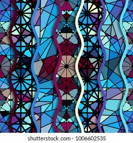 Seamless arabic geometric pattern in patchwork style. Vector traditional muslim background.
