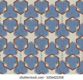 seamless arabic inspired pattern with stars and hexagons and a background texture who's giving the pattern a grunge feeling