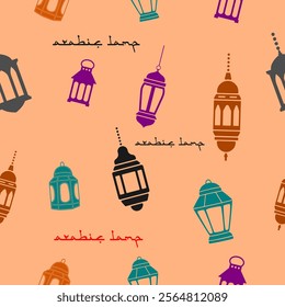 Seamless arabic lamp pattern vector illustration