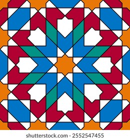 Nahtloses arabisches Ornament auf der Grundlage traditioneller arabischer Kunst. Geometrisches Mosaik.	
