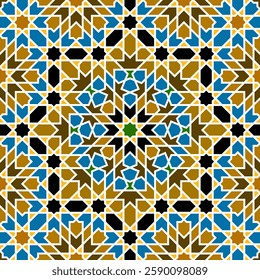 Seamless arabic ornament based on traditional arabic art. Geometric mosaic.	
