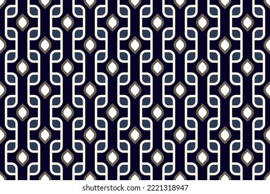 Seamless arabic ornamental all over background stylish pattern abstract minimalist fabric print classy monochrome ornament grid graphic style. Casual repeating textile design, gold, white, blue color