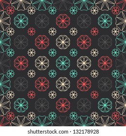 Seamless arabic pattern with abstract flowers, vector background