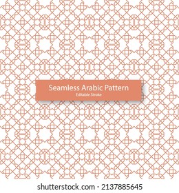 seamless arabic pattern with editable stroke or outline