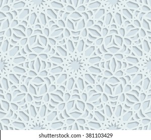 Seamless arabic  pattern, geometric background,  east ornament, indian ornament, persian motif, 3D, vector 