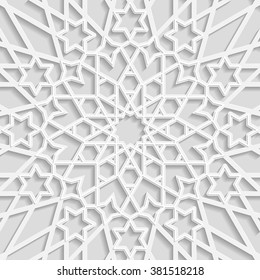 Seamless arabic  pattern, geometric background,  east ornament, indian ornament, persian motif, 3D, vector 