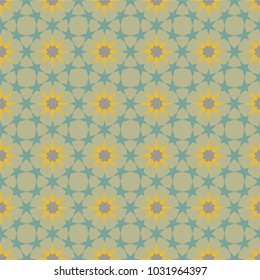 seamless arabic pattern with stars in yellow and green