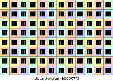 Seamless architectural pattern. Abstract facade. Windows and wall of modern apartment house. Vector illustration.