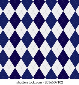 Seamless argyle blue pattern. Traditional diamond check print background. Banners design, and web, internet ads.