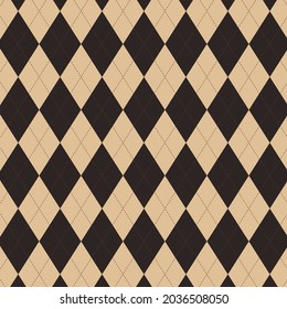 Seamless argyle brown pattern. Traditional diamond check print background. Banners design, and web, internet ads.