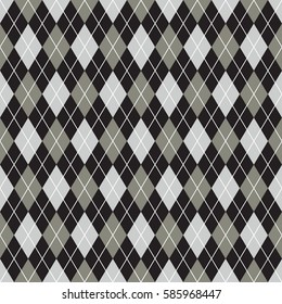 Seamless argyle pattern background. Black, grey and white pattern.