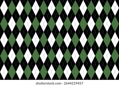Padrão Argyle sem costura Preto Branco Verde Azul