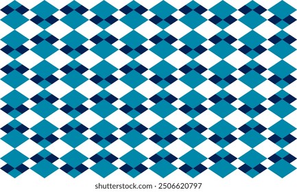 Seamless argyle pattern in blue and white colors, two tone blue diamond checkerboard repeat pattern, replete image, design for fabric printing
