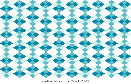 Padrão de argyle sem costura em cores azuis e brancas, padrão repetitivo de xadrez de diamante azul de dois tons, imagem completa, design para impressão de tecido