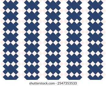 Seamless argyle pattern. Dark blue and cream argyle pattern. Seamless geometric pattern for clothing, wrapping paper, backgrounds, gift cards, sweaters