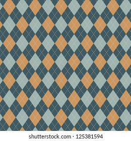 Seamless argyle pattern. Diamond shapes background. Can be used to cloth design, decorative paper, web design, etc. Swatches of seamless pattern included in the file for ease of use.