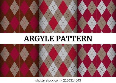 Seamless argyle pattern. Diamond shapes backgrounds, vector set